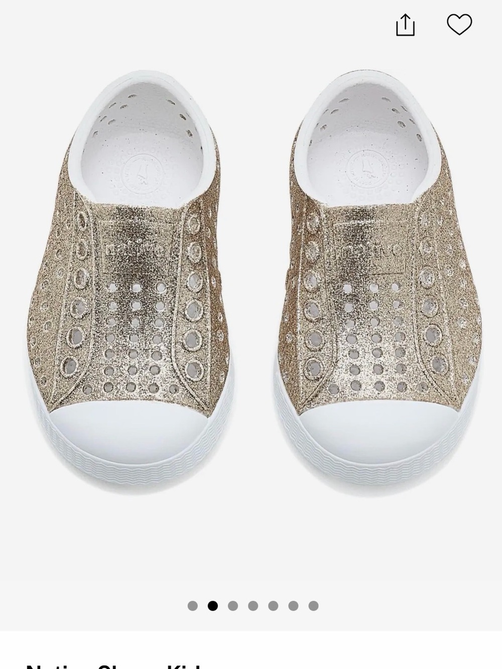 Native Shoes Kids Slip-On Sneakers in Gold Glitter with White Soles